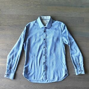 Ted Baker Blue Textured Long-Sleeve Dress Shirt